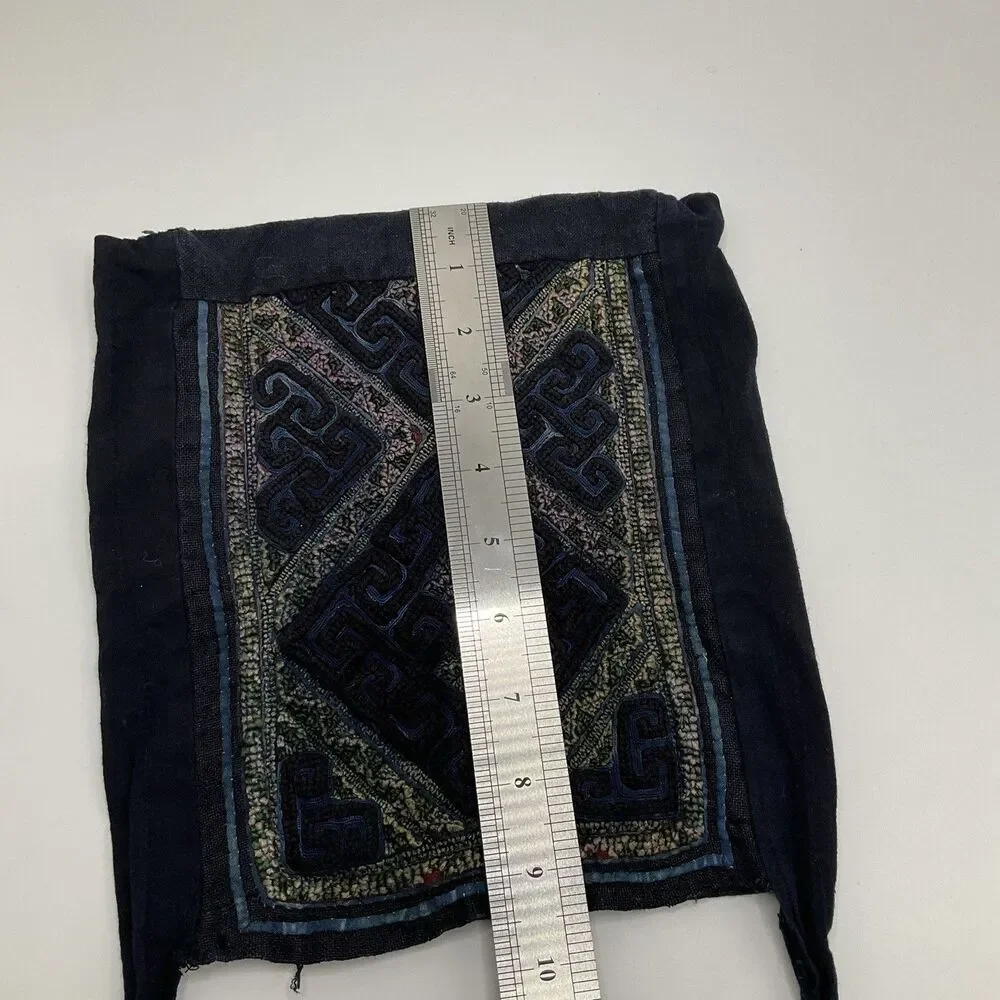 Vintage Handmade Hmong Embroidered Crossbody Bag Ethnic Textile Vietnam Repair